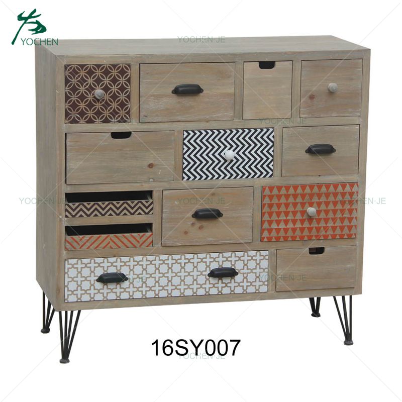 Modern living room wooden storage cabinet with 6 drawers