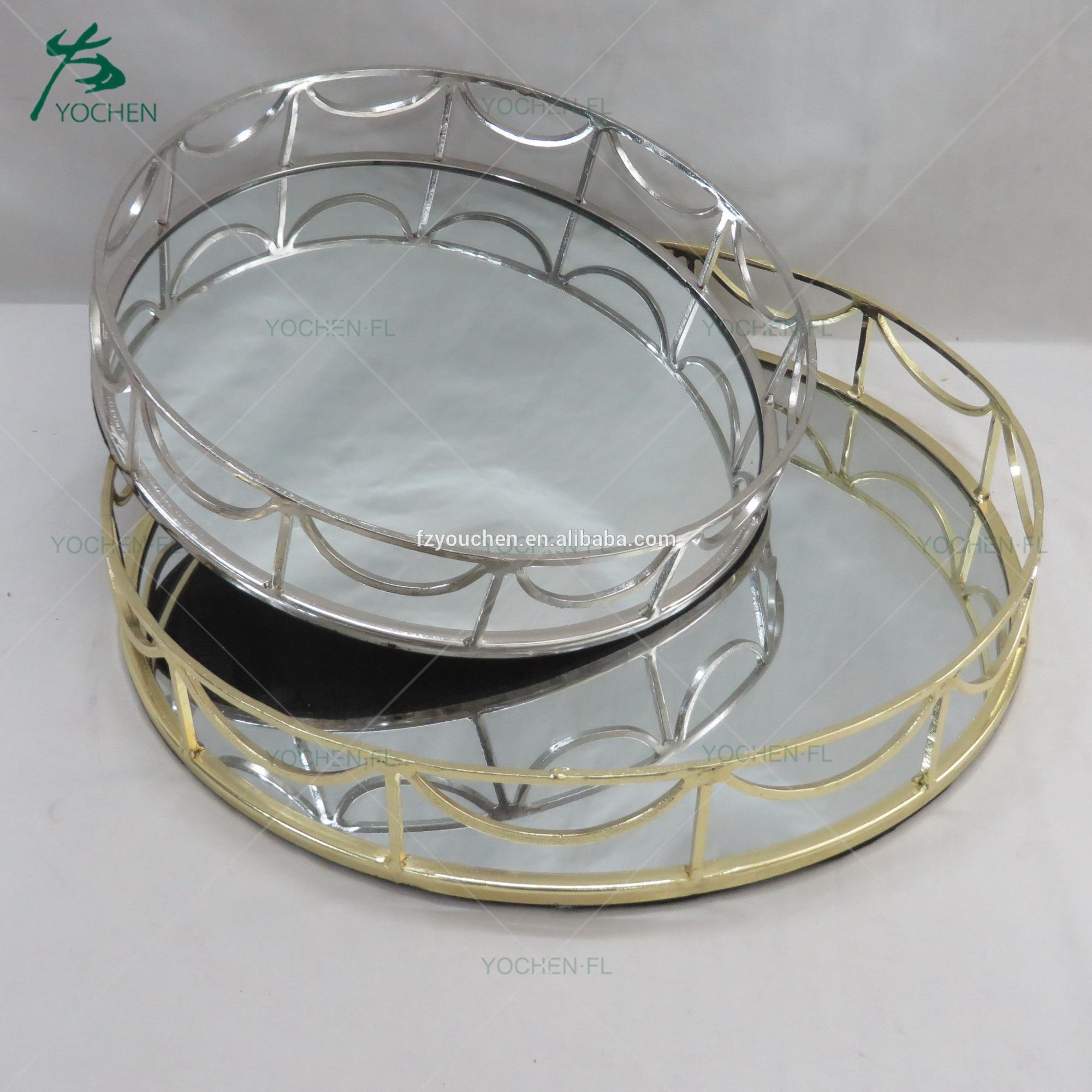 handmade metal mirrored ornate decorative tray