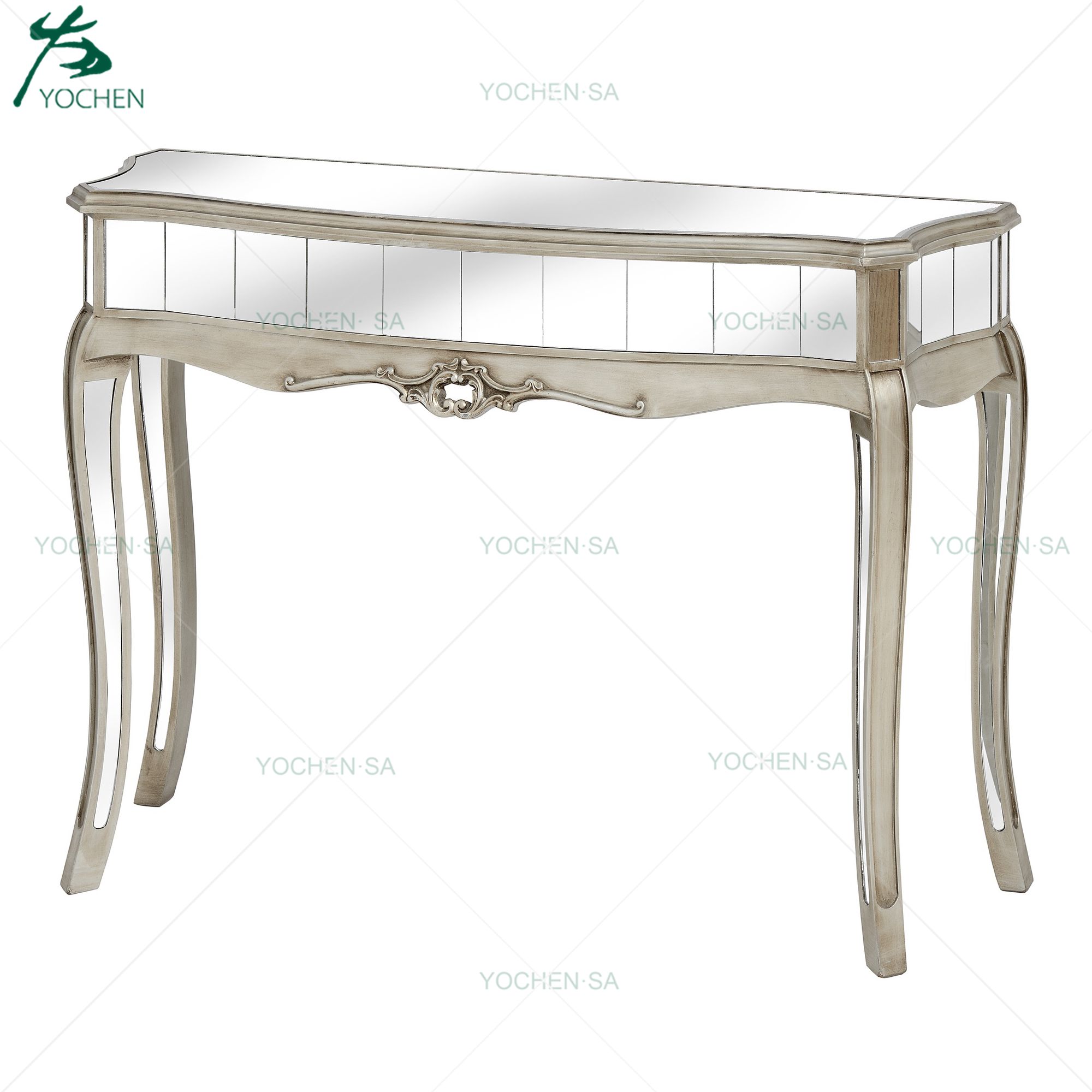 Antique Silver Wood Modern Furniture Large Console Table with Mirror