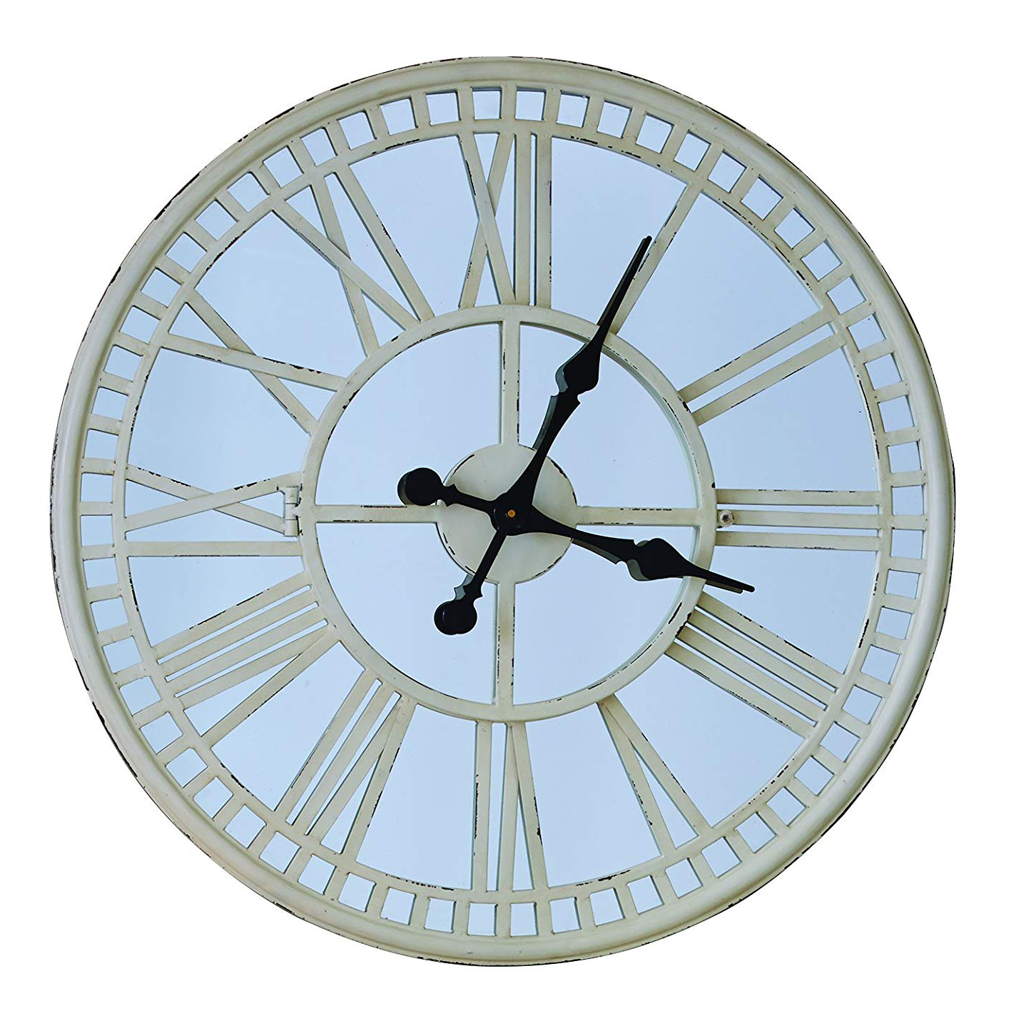 Metal round shape mirrored wall clock