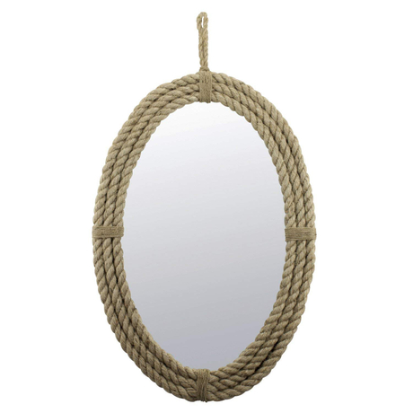 Antique Decorative Oval Rope Wall Mirror with Hanging