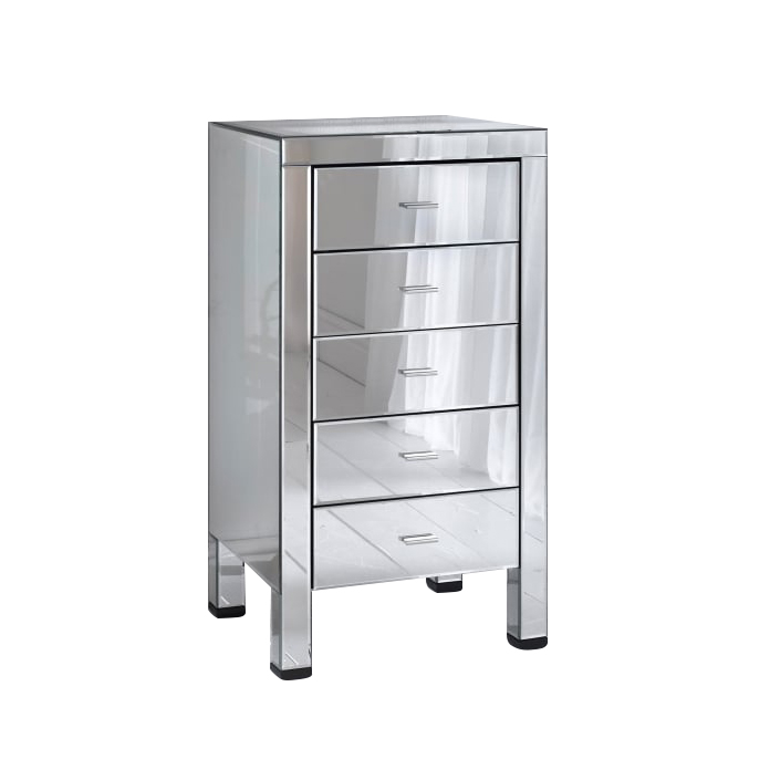 Eco Friendly Mirrored Furniture Tallboy Cabinet With Drawers