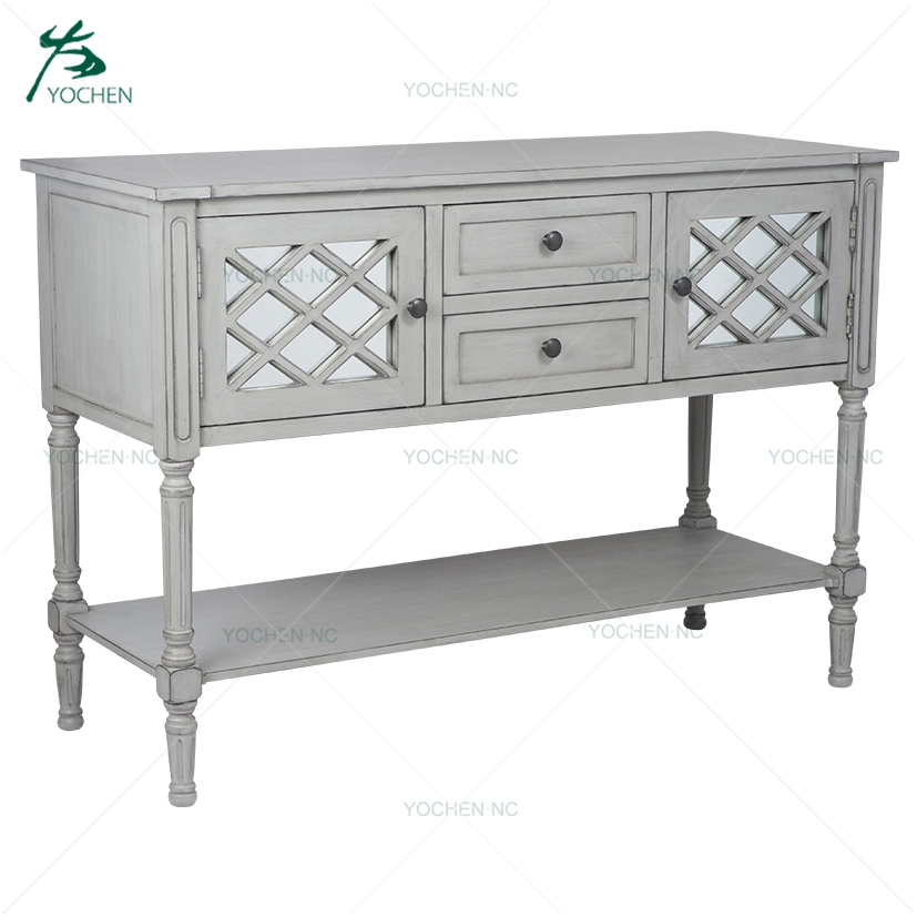 European style antique wood mirrored console table
