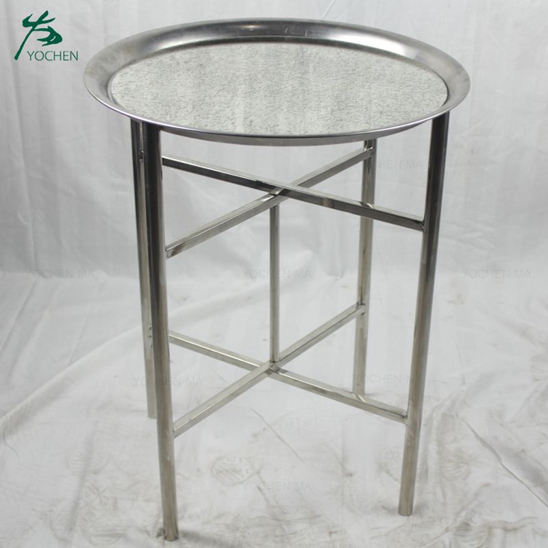 Home furniture coffee table gold finish faux marble top round side table with two tiers