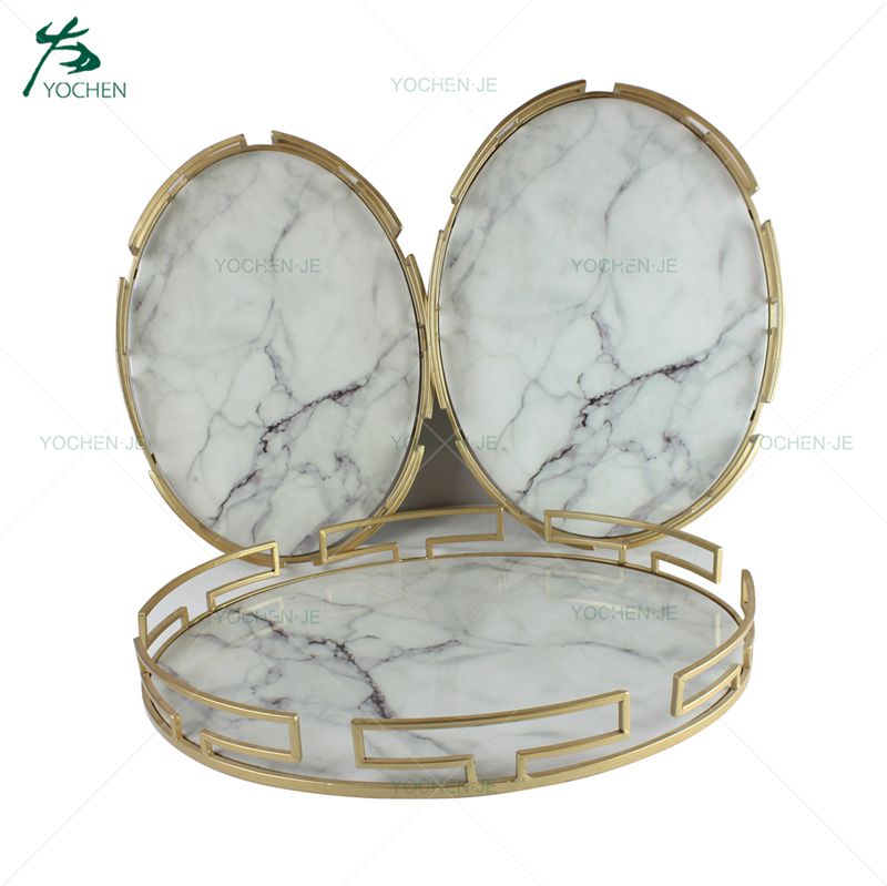 Home Decor Accessory Gold Metal Tray with Mirror