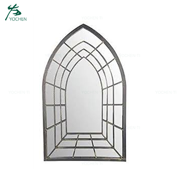 Large Decorative Gothic Arched Door Metal Framed Garden Wall Mirror