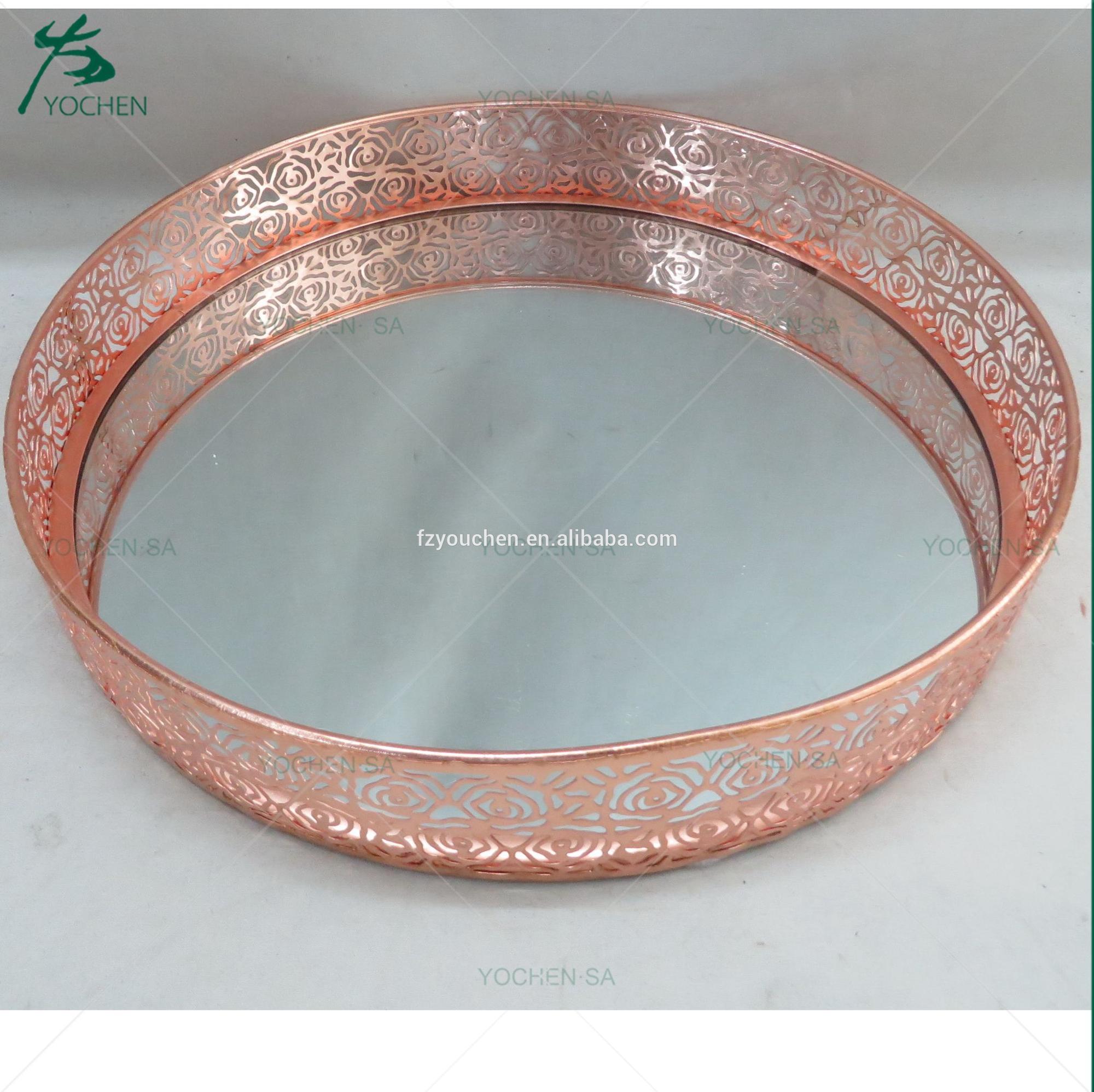 Rose Chic Metal Mirror Tea Light Tray Dish Wedding Table Centre Piece