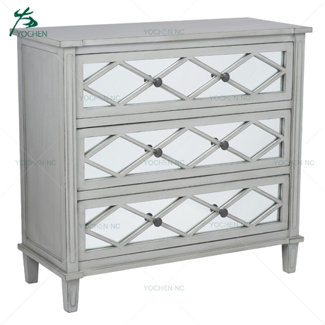 Vintage mirrored furniture round edge chest of drawer cabinet