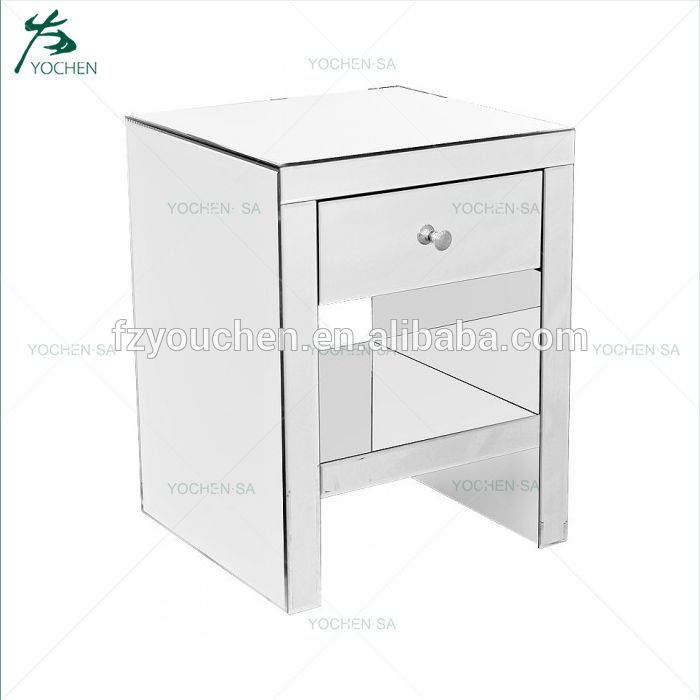 Bedroom Furniture 1 Drawer Mirrored Bedside Cabinet with 1 Shelf