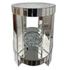 Sparkly Silver Mirrored Diamond Crush Crystal Round Side Table