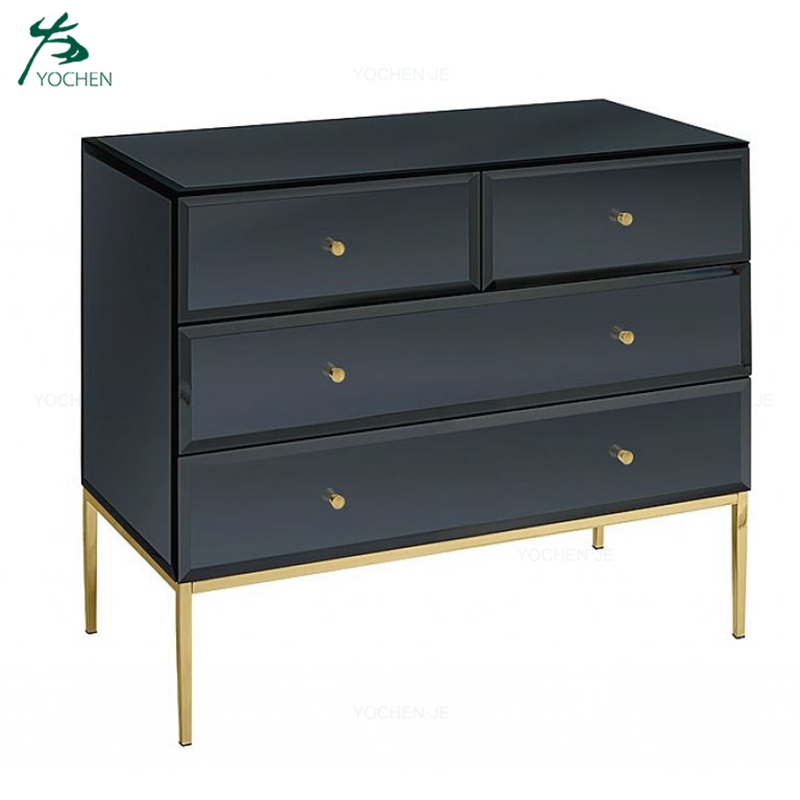 Toughened Black Glass Bedroom Mirrored, Black And Gold Mirrored Dresser